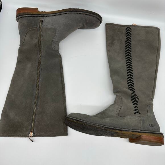 Ugg Wilder Tall Gray Suede Knee High Riding Boots Womens Size 7.5 1008967 - Picture 1 of 16